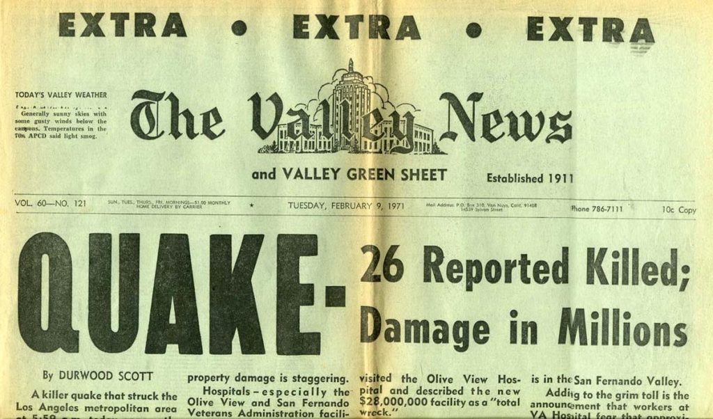 News clip of the title of the article about the February 9 earthquake