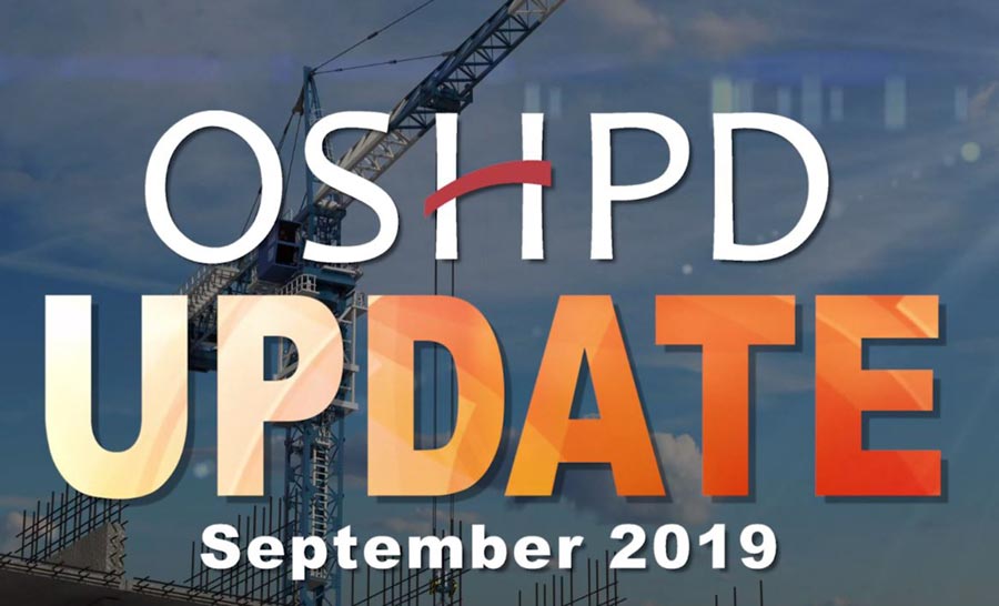 HCAI Update September 2019 Graphic. HCAI in white lettering and Update in orange lettering