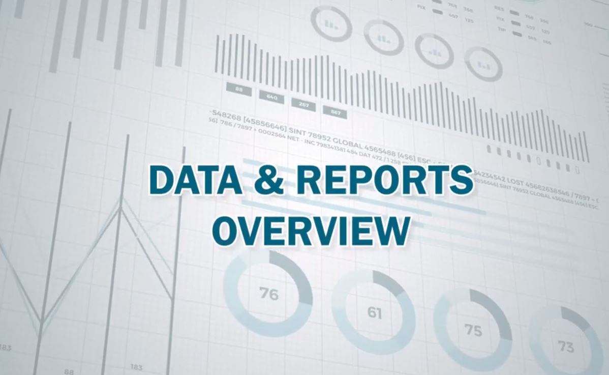 Image with numbers and graphs in the background with the words Data & Reports Overview in front.