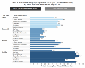 dashboard with blue horizontal bar charts and black and gray navigation buttons